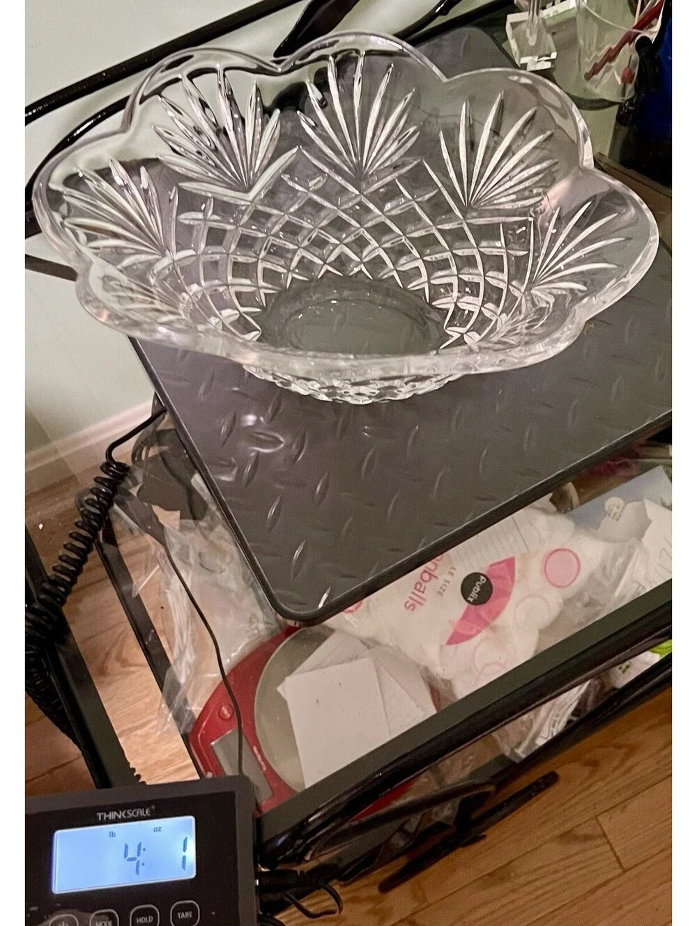 Shannon Designs of Ireland 1980s Pineapple Bowl Hand Cut Lead Crystal, 12x4.5”